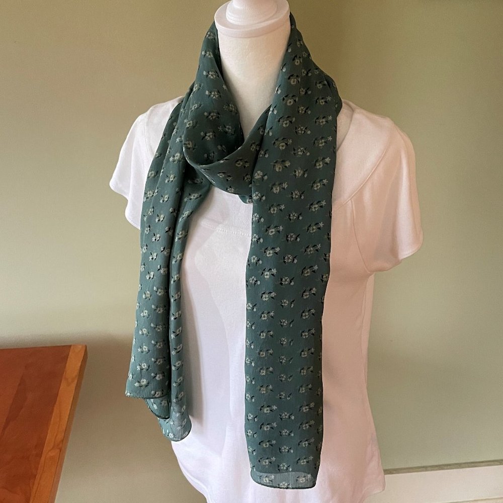 Beautiful 69" x 16" Scarf, Small Flower Pattern
